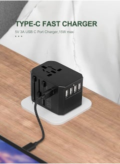 ELTRAZONE Universal International Travel Power Adapter with 3 USB + 1 Type C Charging Ports, European Adapter, Worldwide AC Outlet Plugs Adapters for Europe, UK, US, AU  - Image 4