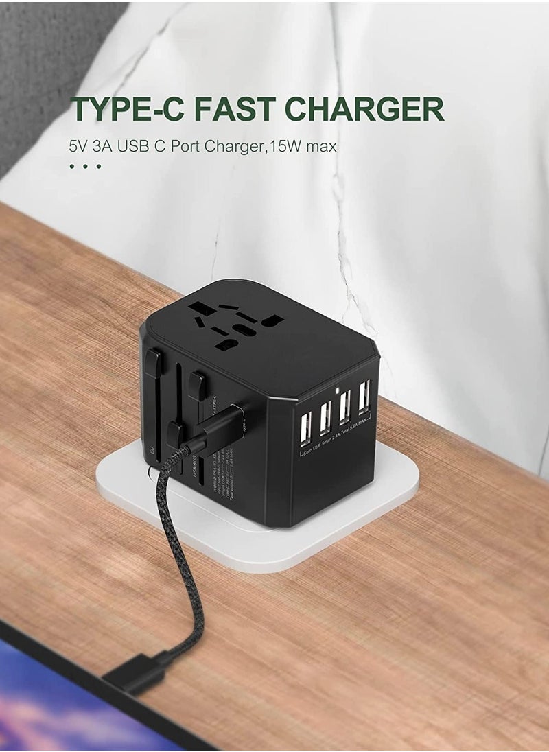 ELTRAZONE Universal International Travel Power Adapter with 3 USB + 1 Type C Charging Ports, European Adapter, Worldwide AC Outlet Plugs Adapters for Europe, UK, US, AU  - Image 4
