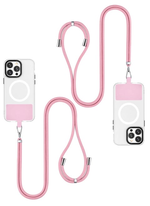 2Pack Phone Lanyard, Universal Crossbody Cell Phone Lanyards, Multifunctional Nylon Patch Adjustable Shoulder Neck Strap Compatible with Most Smartphones(Pink)
