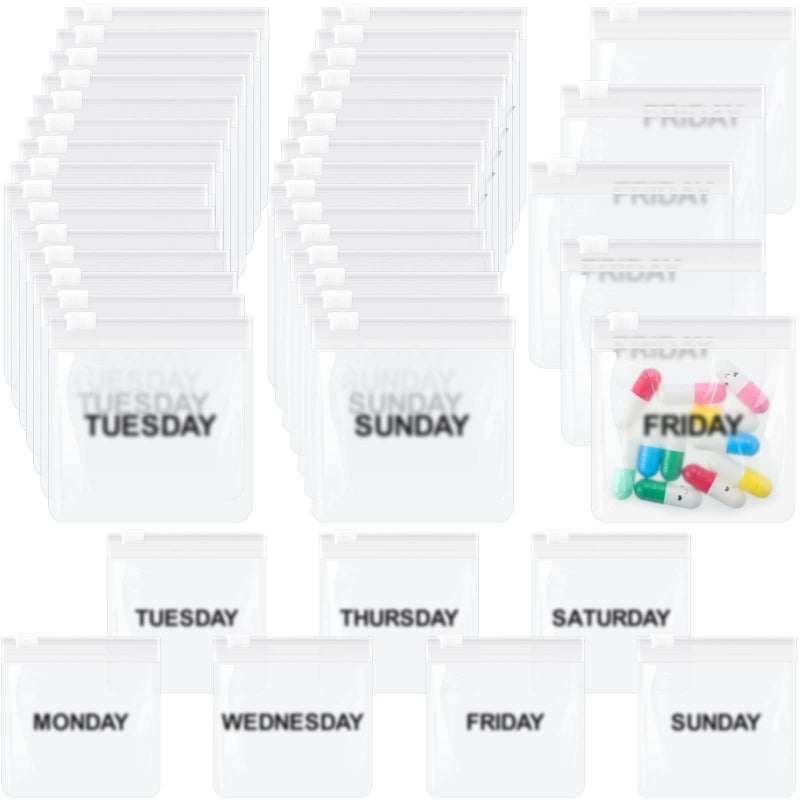 Sherr 35 Pcs Pill Pouch Bags Zippered Pill Pouch Set Reusable Translucent Medicine Organizer Self Sealing Medicine Organizer Travel Plastic Bags with Slide Lock for StorageSimpleSimple Colors