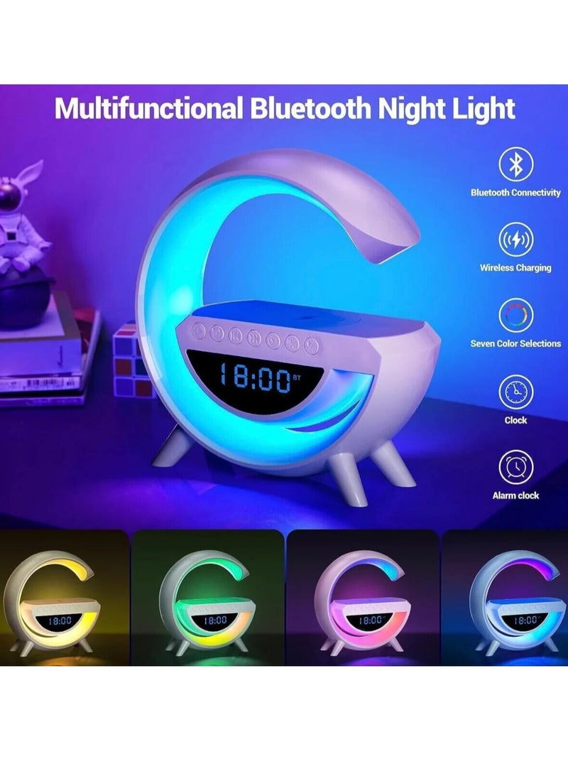 CME Bluetooth Speaker LED Smart Bluetooth Sound Atmosphere Lamp G shaped Wireless Charger With Clock Night and alarm  - Image 2
