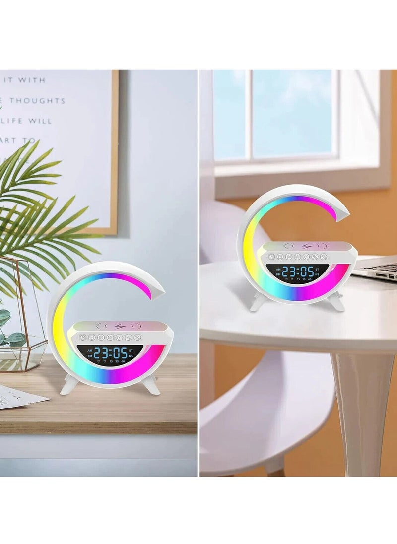 CME Bluetooth Speaker LED Smart Bluetooth Sound Atmosphere Lamp G shaped Wireless Charger With Clock Night and alarm  - Image 4
