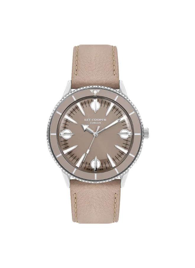 لي كوبر Men's Watch, Analog Display and Leather Strap - LC07933.344, Beige