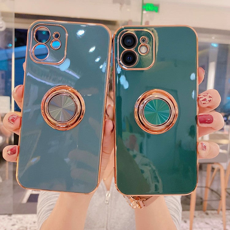Suitable for Iphone17Promax Mobile Phone Case Integrated Electroplated Ring Holder Apple 16 All-Inclusive Anti-Fall Protective Cover - Image 4