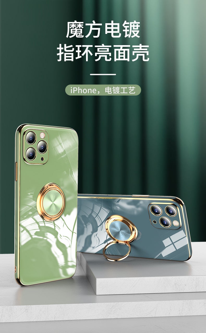 Suitable for Iphone17Promax Mobile Phone Case Integrated Electroplated Ring Holder Apple 16 All-Inclusive Anti-Fall Protective Cover - Image 5