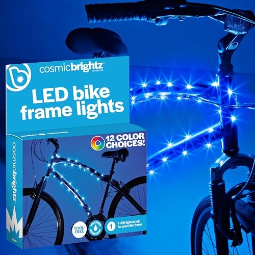 Brightz CosmicBrightz LED Bike Frame Rope Light, Blue - 6.5-Foot String Rope - Battery-Powered with On/Off Switch - Ultra Bright Color Keeps Your Ride Fun and Safe for Kids, Teens, & Adults - Image 1