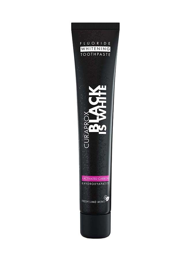 CURAPROX - Curaprox Black Is White Toothpaste, 90ml - Activated Charcoal Whitening Toothpaste - SLS Free, Microplastic Free, Triclosan Free, Fluoride Toothpaste. - Image 1