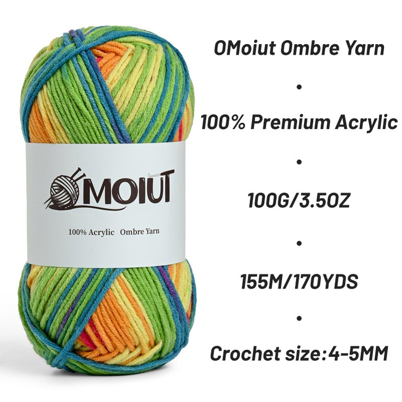 OMoiut 3 Pack Fluffy Variegated Yarn for Crocheting - 100% Acrylic Worsted Weight Yarn 4 - Bulky Ombre Yarns for Crocheting Sock/Scarf/Crafts - Premier Puzzle Yarns 10.5oz/509ydsï¼ˆ3 Rainbowï¼‰ - Image 2