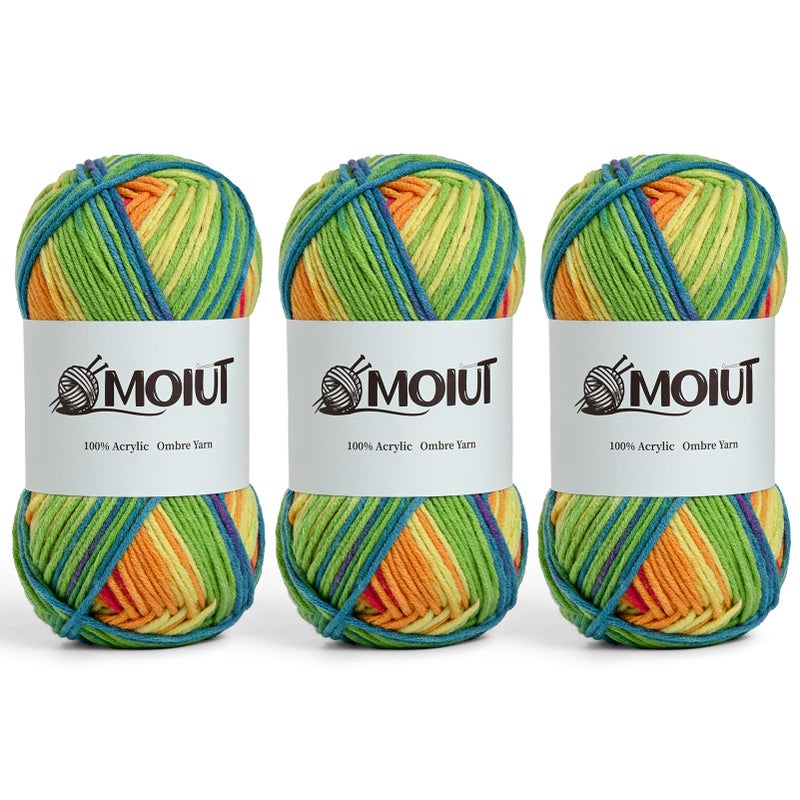 OMoiut 3 Pack Fluffy Variegated Yarn for Crocheting - 100% Acrylic Worsted Weight Yarn 4 - Bulky Ombre Yarns for Crocheting Sock/Scarf/Crafts - Premier Puzzle Yarns 10.5oz/509ydsï¼ˆ3 Rainbowï¼‰ - Image 1