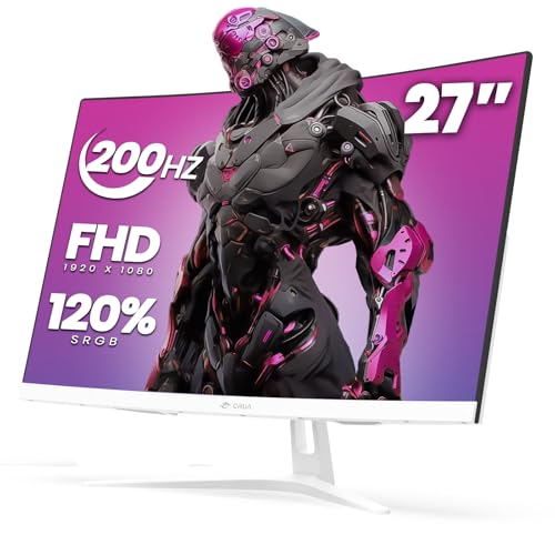 CRUA 27 Curved Gaming Monitor 165Hz200Hz FHD 1920x1080 VA Display 1800R Screen 120 sRGB AMD FreeSync Blue Light Filter HDMI DP White PC Monitor for Gaming Streaming Work - Image 1