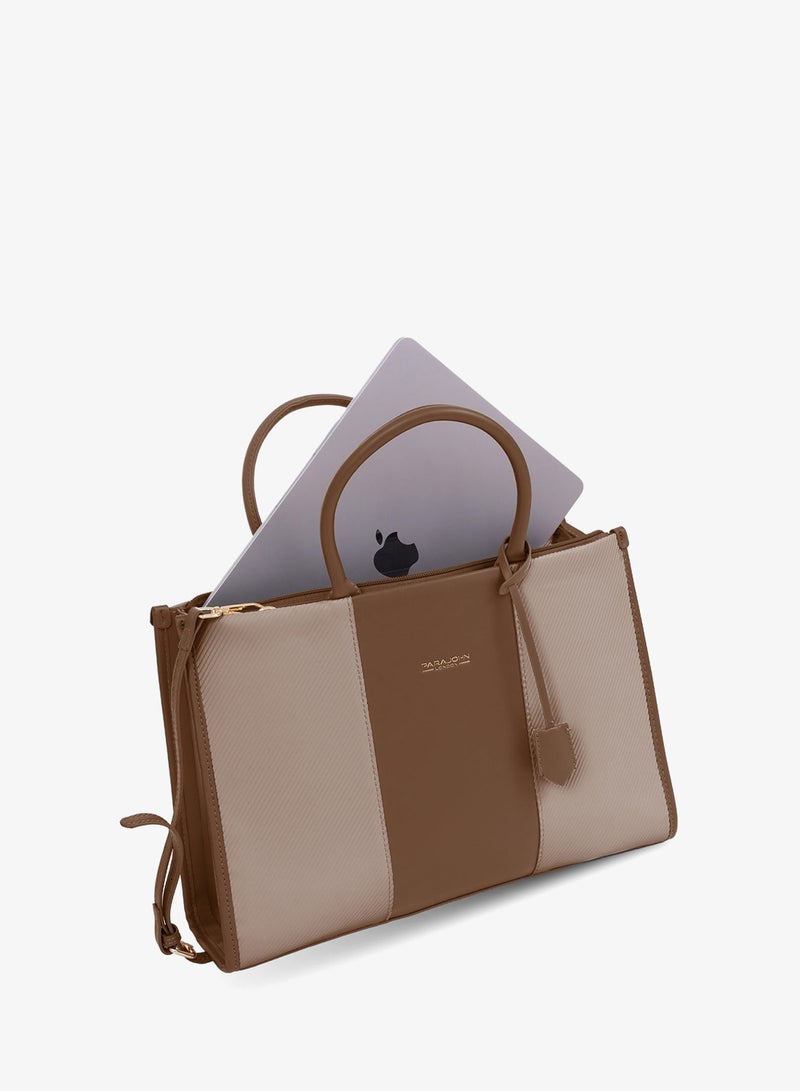 Parajohn London Women's Laptop Tote Bag - Multi-Compartment Business Briefcase Shoulder Bag for Office & Travel, Coffee - Image 3