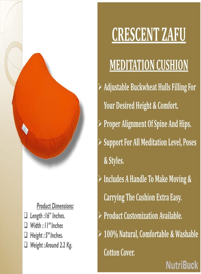 NutriBuck® ZAFU & Zabuton Meditation Yoga Cushion Combo Filled with Buckwheat Hulls (Crescent Zafu and Zabuton (Orange)) - Image 3