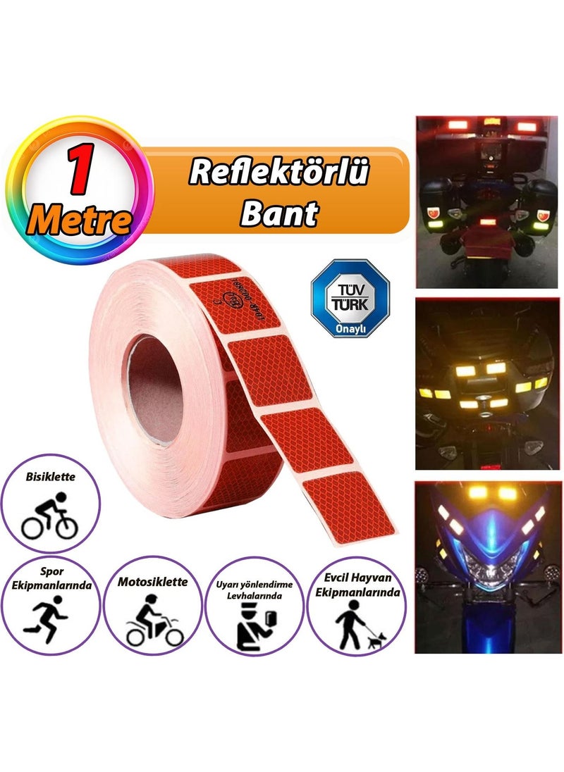 Glaswen 1m Reflective Reflective Phosphorescent Vehicle Auto Truck Strip Tape Tüvtürk Approved Intermittent Red Warning Tape  - Image 1