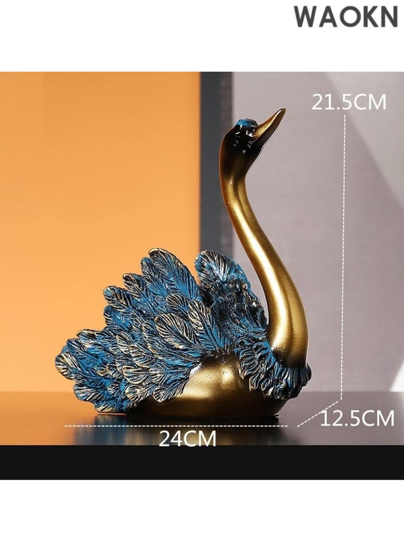 دبليو أيه أو كي أن تماثيل بجعة منحوتات ديكورات منزلية لغرفة المعيشة، ديكورات رفوف، تماثيل بجعة أنيقة وجمالية، توضع فوق الخزانة، حامل التلفزيون، طاولة الكونسول، عناصر ديكور طاولة المدخل باللون الذهبي - Image 3