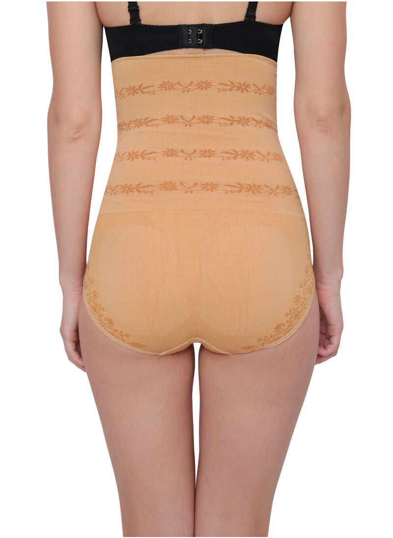 Glamroot - Women High Waist Seamless Tummy Control Body Shaper Shapewear, Beige - Image 1
