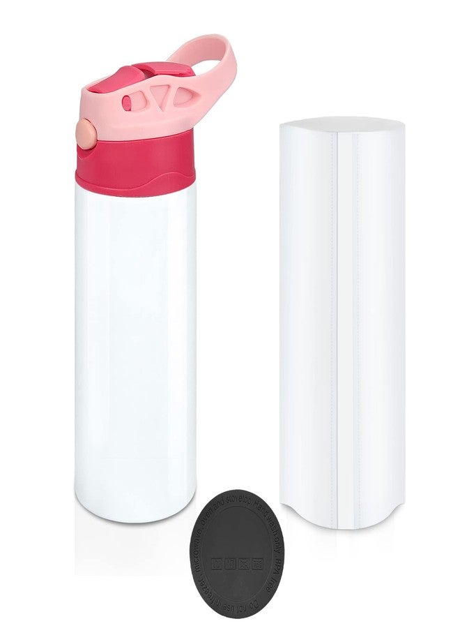 XccMe Kids Sublimation Tumbler,12oz Sublimation Water Bottle Blanks,Straight Stainless Steel Todder Sippy Cup,Double Wall Insulated Sippy Tumbler with Handle,Shrink Films,Leak Proof (Pink) - Image 1