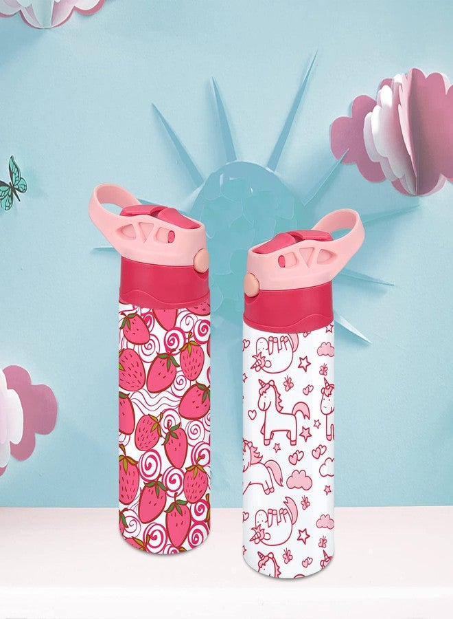 XccMe Kids Sublimation Tumbler,12oz Sublimation Water Bottle Blanks,Straight Stainless Steel Todder Sippy Cup,Double Wall Insulated Sippy Tumbler with Handle,Shrink Films,Leak Proof (Pink) - Image 2