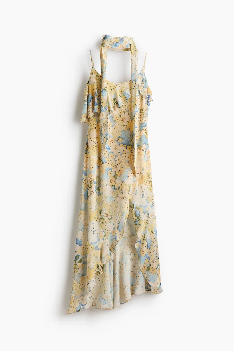 H&M  Flounced chiffon dress with scarf for Women | Best Price UAE