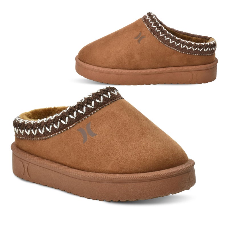 Hurley Kids Modi Slippers Indoors and Outdoors Shoes Boys and Girls Slip On Slippers Durable Slip On Clogs with Faux Fur Fleece Lining Warm Winter House Chestnut - Image 2