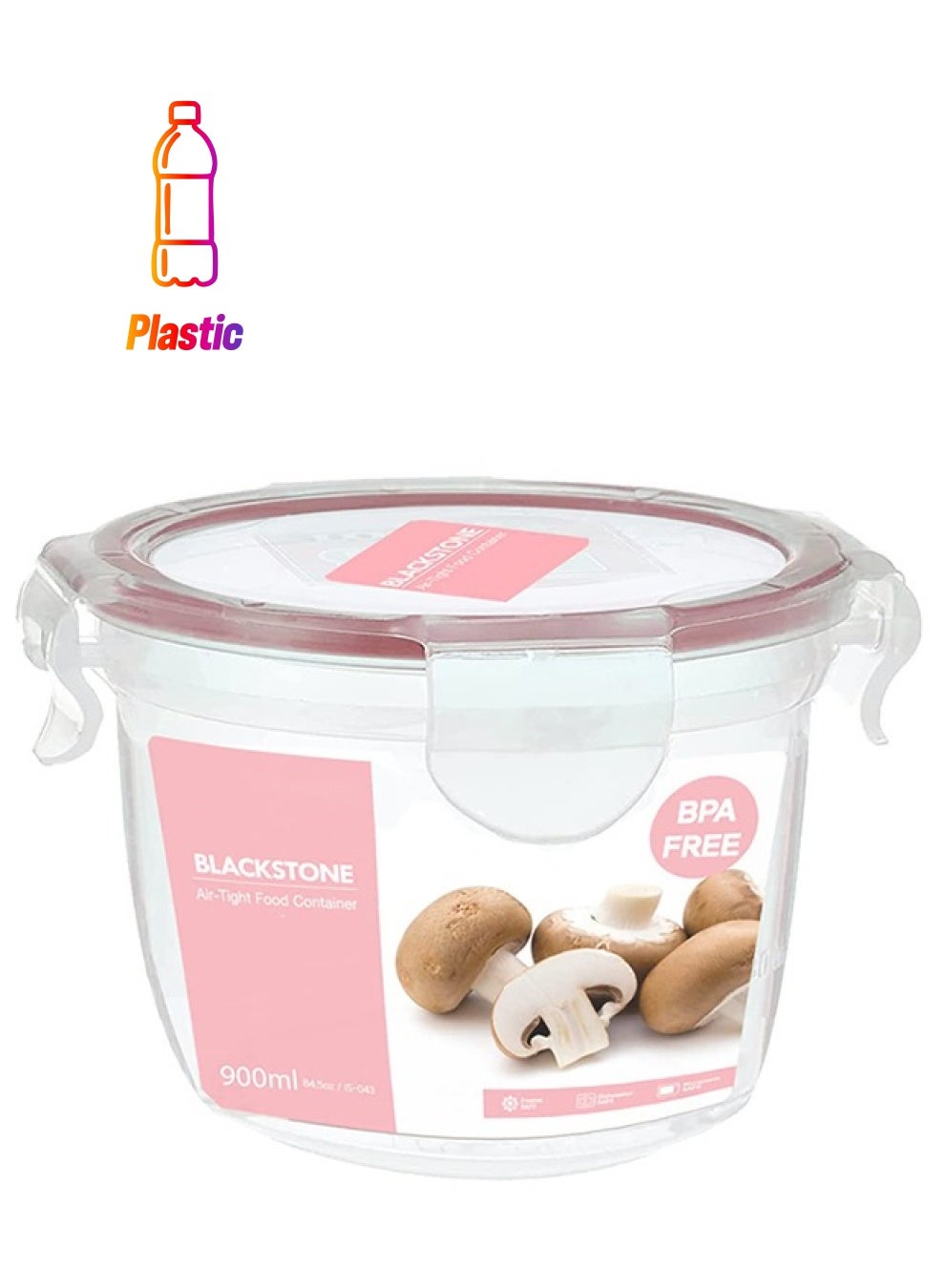 BLACKSTONE 900ML Plastic Round Food Container with Airtight Locking Lid Clear Storage Bowl for Kitchen Pantry Organization Refrigerator Freezer Meal Prep Portion Control and Travel