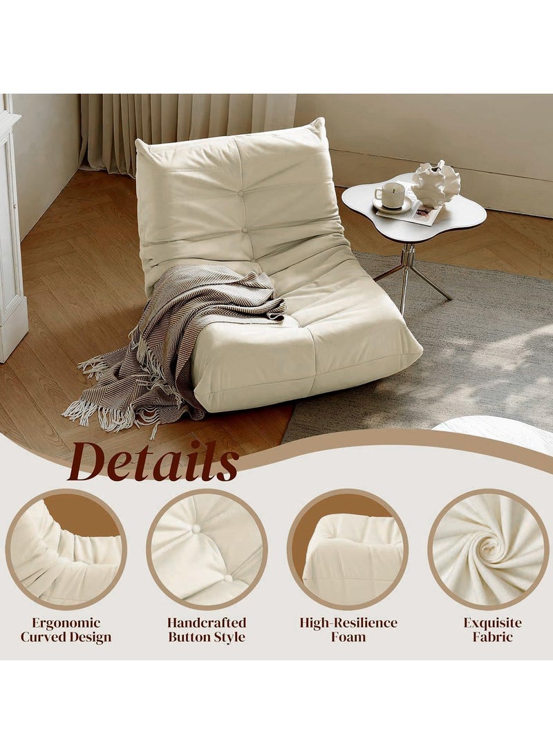 Generic Bean Bag Chair Giant Bean Bag Sofa Memory Foam Bean Bag Chairs for Adults, Bean Bag Sofa Sack Faux Leather Bean Bag for Living Room Bedroom Dorm Office (Beige)  - Image 3