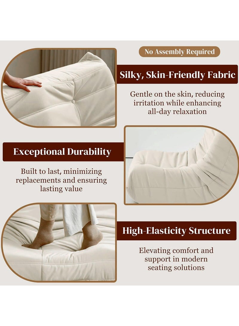 Generic Bean Bag Chair Giant Bean Bag Sofa Memory Foam Bean Bag Chairs for Adults, Bean Bag Sofa Sack Faux Leather Bean Bag for Living Room Bedroom Dorm Office (Beige)  - Image 5