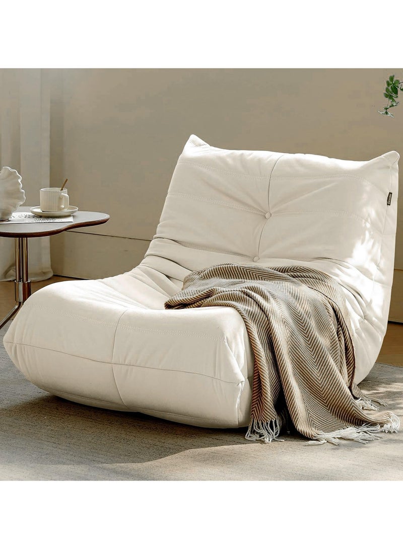 Generic Bean Bag Chair Giant Bean Bag Sofa Memory Foam Bean Bag Chairs for Adults, Bean Bag Sofa Sack Faux Leather Bean Bag for Living Room Bedroom Dorm Office (Beige)  - Image 1