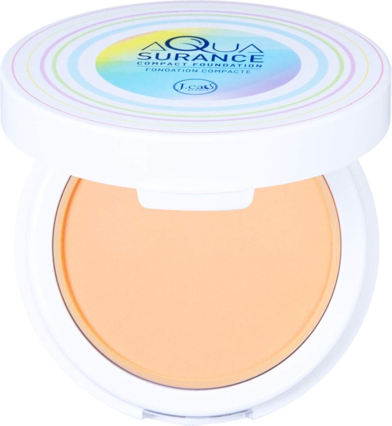 J.Cat Beauty Aquasurance Compact Foundation, Water-Infused Full Coverage Powder Foundation, Helps Minimize Pores for Natural Flawless Complexion, Porcelain