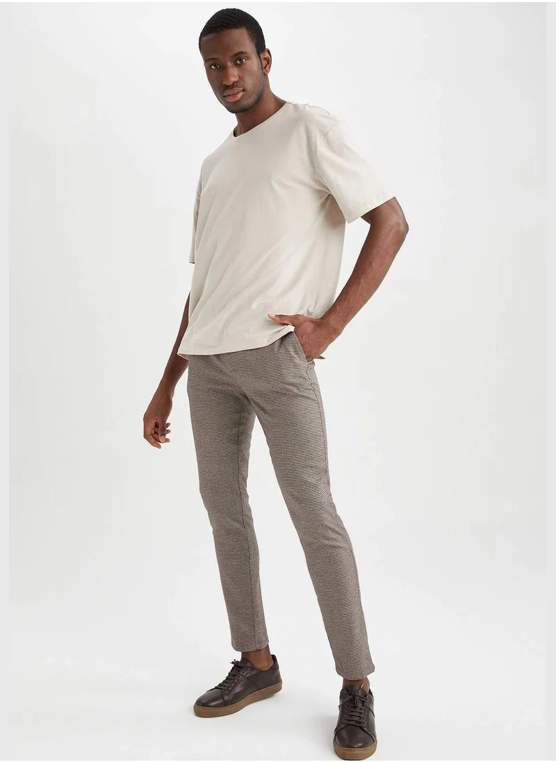 DeFacto Slim Fit Check Print Ankle Chinos