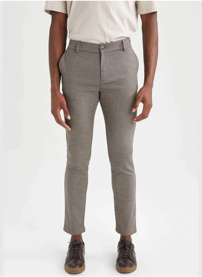 DeFacto Slim Fit Check Print Ankle Chinos