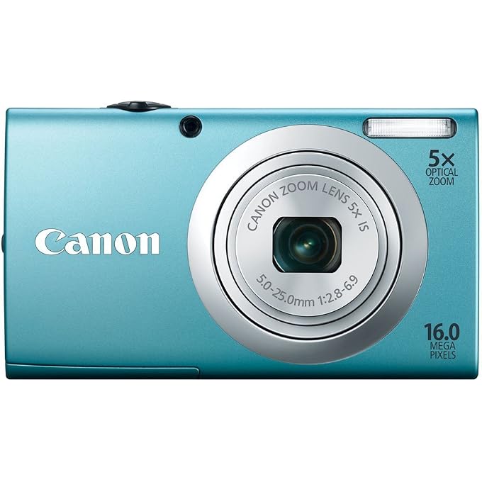 Canon PowerShot A2400 IS 16.0 MP Digital Camera with 5x Optical Image Stabilized Zoom 28mm Wide-Angle Lens with 720p Full HD Video Recording and 2.7-Inch LCD (Blue) - Image 1