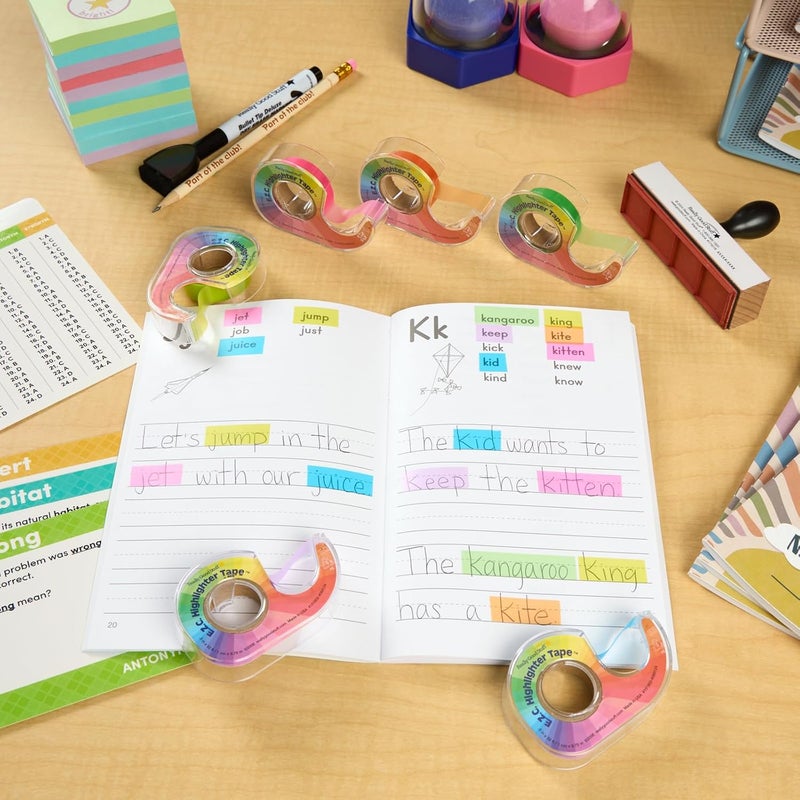 Really Good Stuff E.Z.C. Fluorescent Highlighter Tape, Set of 6 Colors - 1/2 in. x 32 ft. Each Roll, School & Office Supplies - Image 5