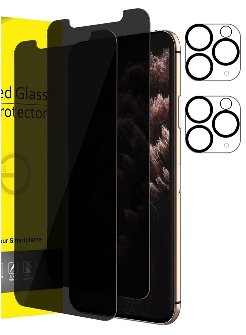 HuHa (2 Pack) for iPhone 13 Pro Max Privacy Tempered Glass Screen Protector Anti-Scratch with Back Camera glass Alignment Frame Bubble Free Scratch Resistant  - Image 1