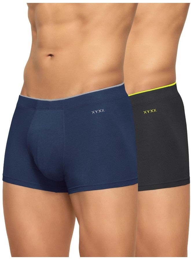 XYXX Men's Underwear Uno IntelliSoft Antimicrobial Micro Modal Trunk Pack of 2 (Dress Blue ; Coral Grey; XL) - Image 1
