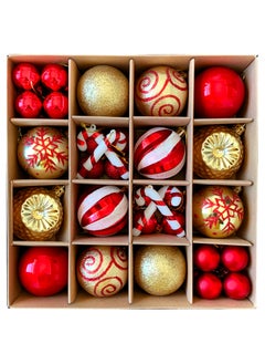SINCHER SINCHER 40 Pcs Decorations, Shatterproof Balls, Plastic Ball Set for Decorating Wedding/Home Party(Red+Gold)  - Image 1