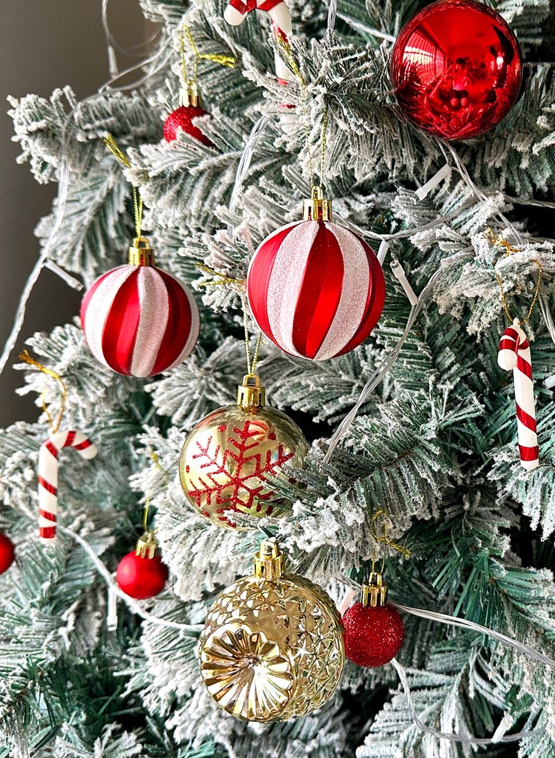 سنشر SINCHER 40 قطعة زينة، كرات مقاومة للكسر، طقم كرات بلاستيكية لتزيين حفلات الزفاف/الحفلات المنزلية (أحمر + ذهبي) - Image 5