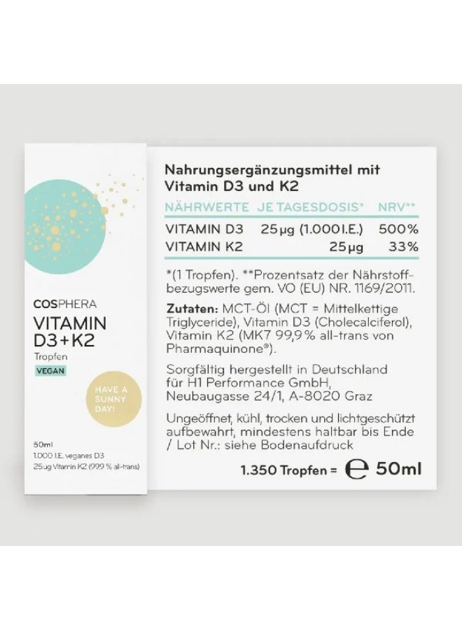 كوسفيرا فيتامين D3 + K2 (قطرات نباتية) 50 مل - لدعم العظام والجهاز المناعي - Image 4