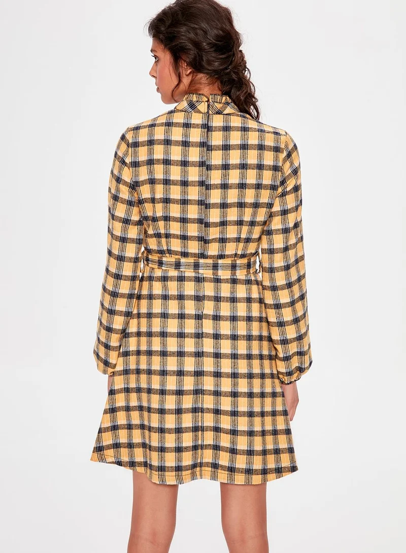 trendyol Turtleneck Plaid Dress