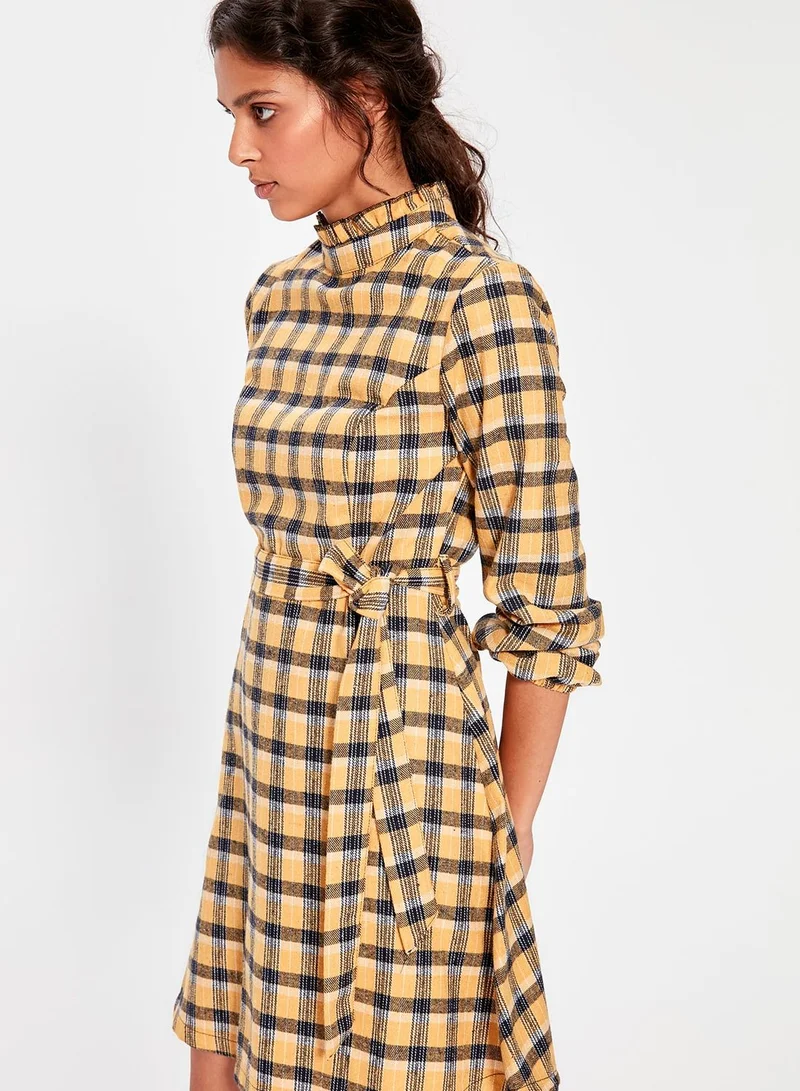 trendyol Turtleneck Plaid Dress