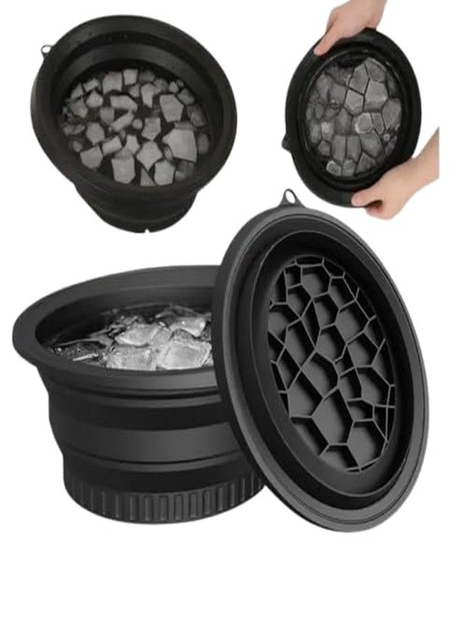 BLACK Face Bowl for Ice with Built-In Ice Tray,Facial Ice Bath Bowl, Portable Foldable Facial Plunge Bowl, Collapsible for Face Ice Bath Home & Travel (PACK OF 1) (1PIS+BLACK+FACE+BOWL)/1654