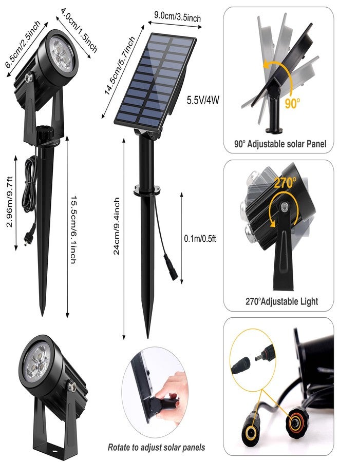 CREPOW Solar Spot Lights Outdoor, Solar Landscape Spotlights IP65 Waterproof 9.8ft Cable,Auto On/Off Outdoor Wall Lights for Garden Yard Driveway Porch Walkway Pool (3000K Warm White) - Image 3