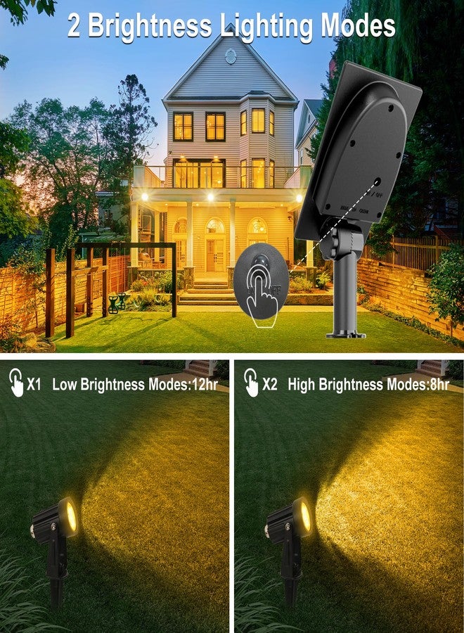 CREPOW Solar Spot Lights Outdoor, Solar Landscape Spotlights IP65 Waterproof 9.8ft Cable,Auto On/Off Outdoor Wall Lights for Garden Yard Driveway Porch Walkway Pool (3000K Warm White) - Image 4