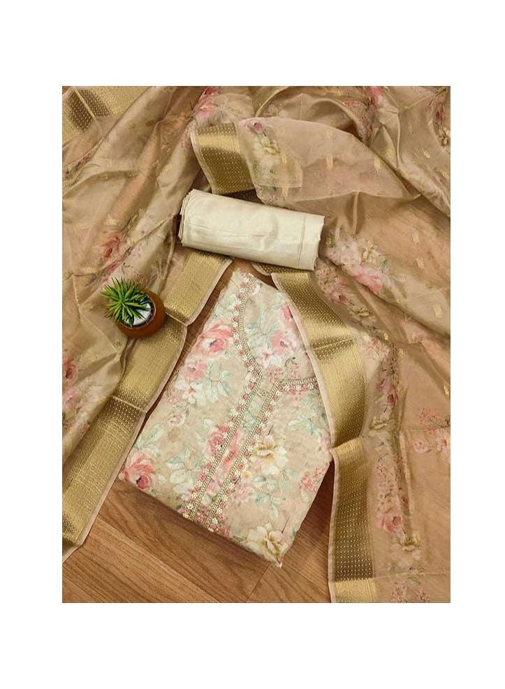 Accessorize Kingdom Women's Organza with Handwork Embellishments Salwar Suit Dress Material  - Image 2
