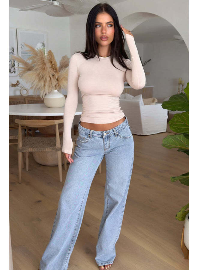 Europe And The United States  Low Waist Jeans Fashion Retro Straight Pants Loose Denim Pants Women