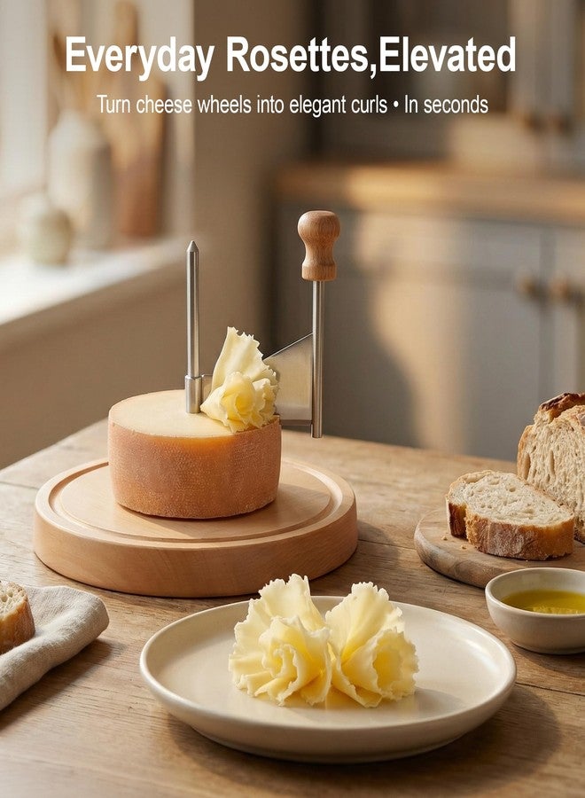 Daslich Cheese Curler Wheel, Girolle Cheese Shaver for i.a. Tête de Moine & Chocolate, Steel Cheese Curler with Wooden Base, Cheese Flower Shaver for Boards, Parties, Desserts - Image 5