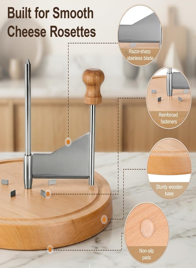 Daslich Cheese Curler Wheel, Girolle Cheese Shaver for i.a. Tête de Moine & Chocolate, Steel Cheese Curler with Wooden Base, Cheese Flower Shaver for Boards, Parties, Desserts - Image 3