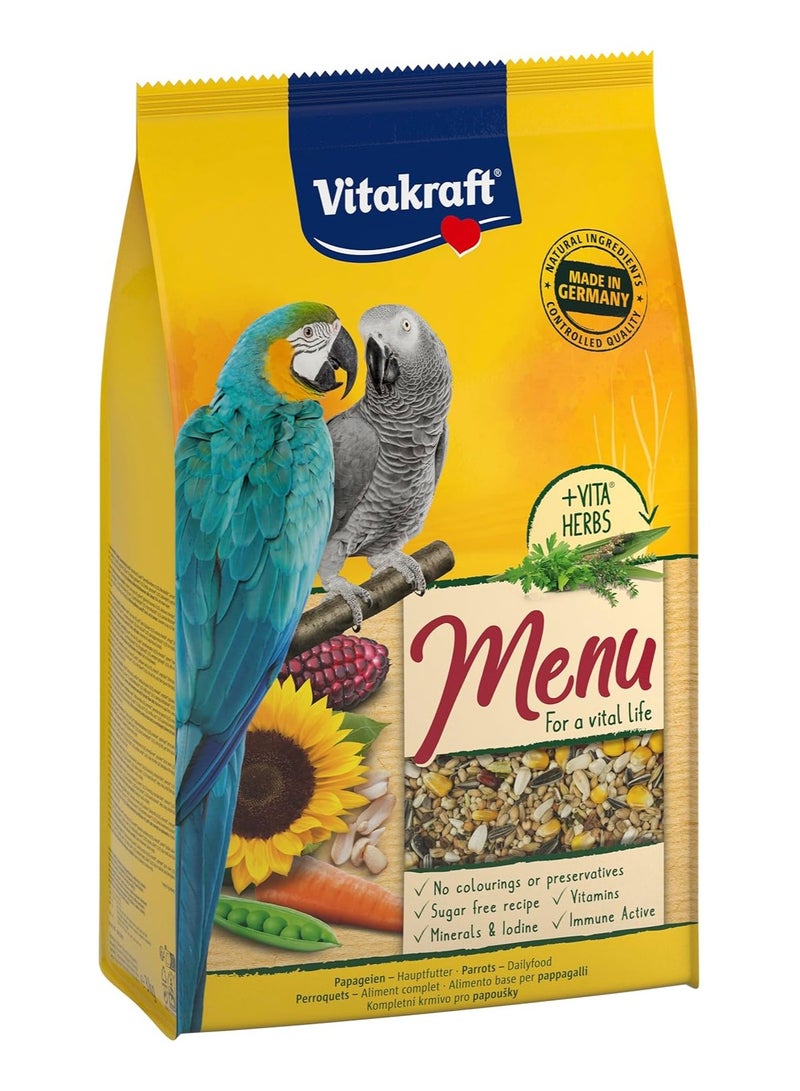 Vitakraft Parrot Food with Vita Herbs and Vitamins – 3kg – Boosts Energy and Immunity - German Made