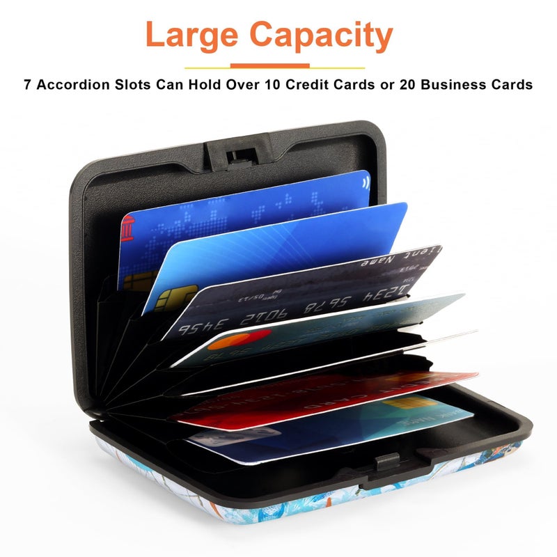 Mayski Credit Card Holder, RFID Blocking, Aluminum Alloy Hard Case, Small Mini Business Metal Wallet for Women Men, Sea Turtle - Image 4