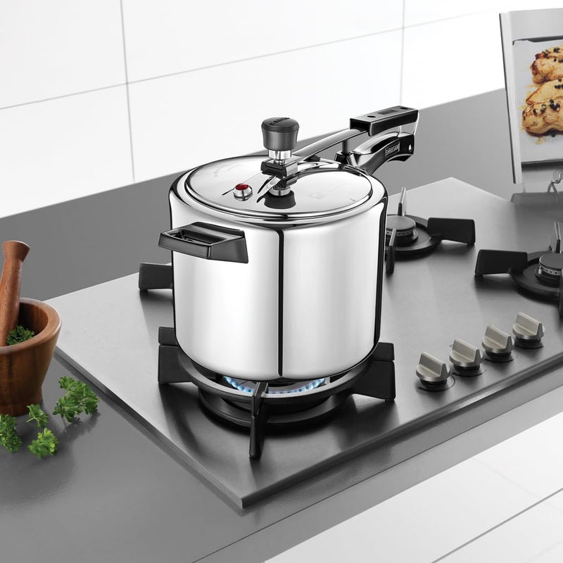 Shri & Sam Shri & Sam TriPly 18/8 Stainless Steel Inner Lid Pressure Cooker, Pressure Cooker with Extra Safety Valve, Induction and Gas Ready, Silver, 5-Year Warranty (3 Litre)  - Image 2