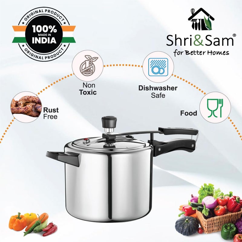 Shri & Sam Shri & Sam TriPly 18/8 Stainless Steel Inner Lid Pressure Cooker, Pressure Cooker with Extra Safety Valve, Induction and Gas Ready, Silver, 5-Year Warranty (3 Litre)  - Image 4